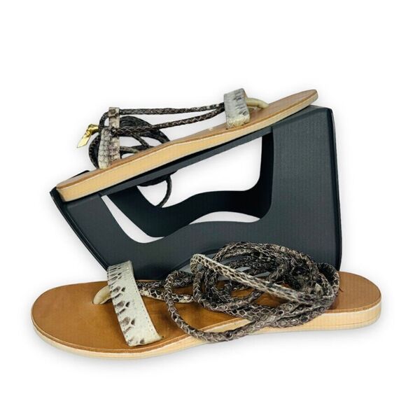 L*Space by Cocobella Natural Rio Snakeskin Sandals L_RIO-110 Women's 7.5 - Picture 1 of 9